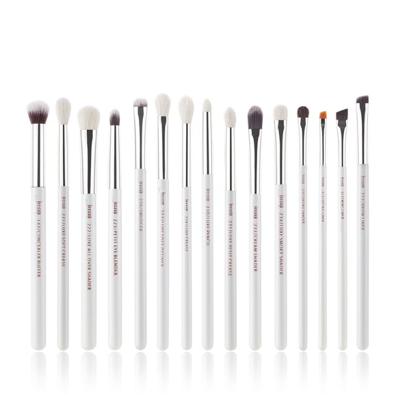 Jessup Eye Makeup Brushes Set 15Pcs Professional Eyeshadow Cosmetic Tool White/Silver T237