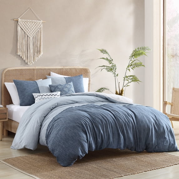 Jessup 5 PC Queen Riverbrook Home Jessup 5 PC Solid Chambray With Decorative Pillows. Blue - King - 5 Piece