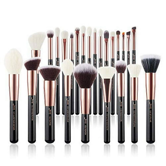 Jessup Brand 25pcs Professional Makeup Brush set Beauty Cosmetic Foundation Power Blushes eyelashes Lipstick Natural-Synthetic Hair Brushes set (Black/Rose Gold)
