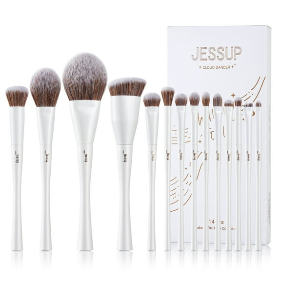 Jessup 14-Piece Synthetic Makeup Brush Set for Foundation, Concealer, Blush, Contour, Powder, Eye Shadow