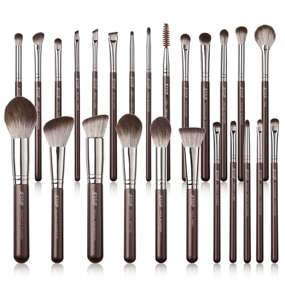 Jessup Premium Professional 25-Piece Synthetic Makeup Brush Set for Foundation, Eyeshadow, Blending, Concealer, Blush, Contour, Bronzer, Eyeliner, Eyebrow - Brown T511