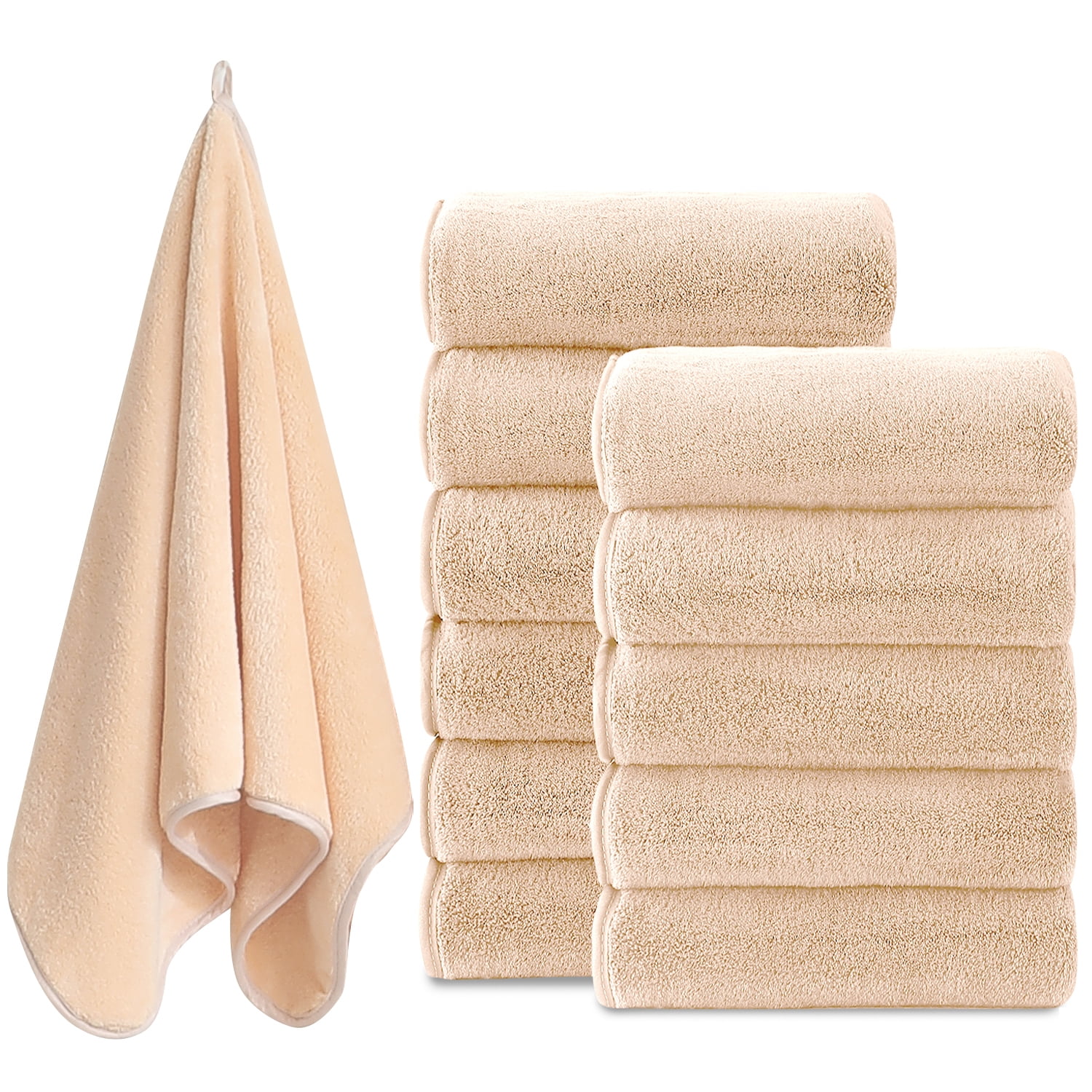 Jessy Home 12 Pack Apricot Yellow Hand Towel Set 16"x31" Soft Highly Absorbent Quick Dry Bathroom Bath Hand Towels Microfiber Plush Towels