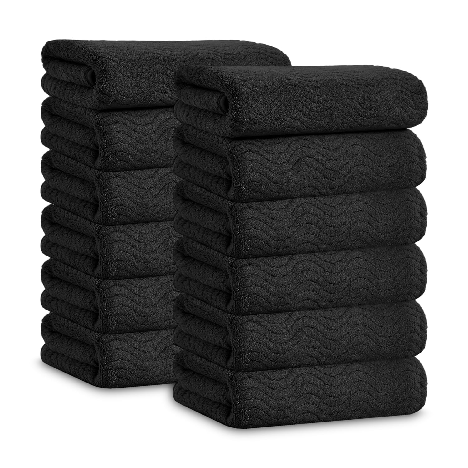Jessy Home 12 Pack Black Hand Towel Set 16"x31" Soft Highly Absorbent Quick Dry Bathroom Towels 600 GSM Microfiber Plush Towels