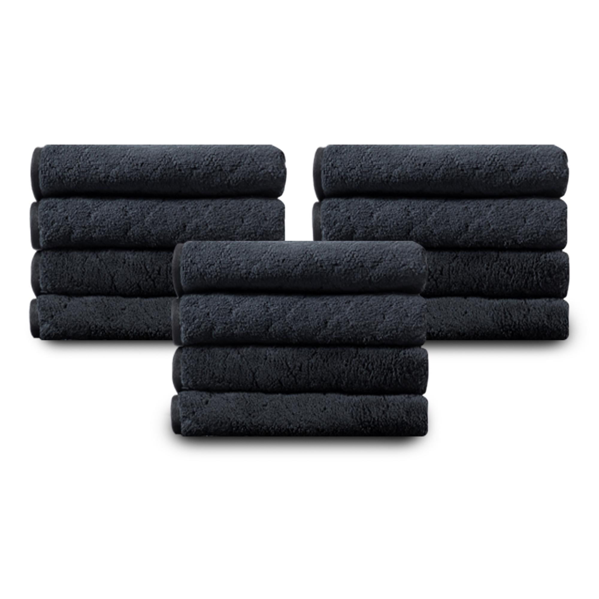 Jessy Home 12 Pack Black Washcloths for Bathroom 13x13 Inch Ultra Soft Hand Face Towels