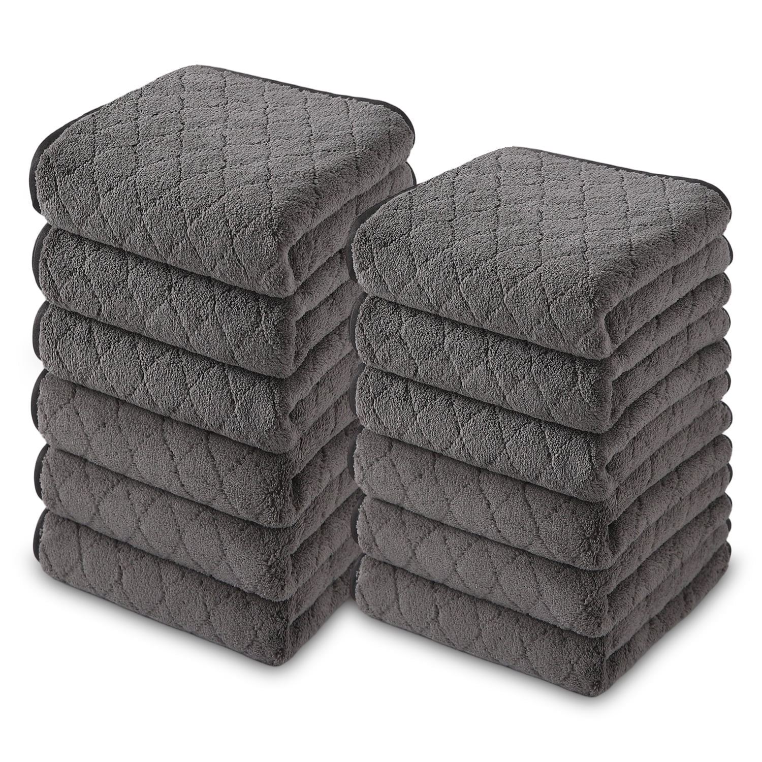 Jessy Home 12 Pack Coffee Washcloths for Bathroom 13"x13" Ultra Soft Hand Face Towels