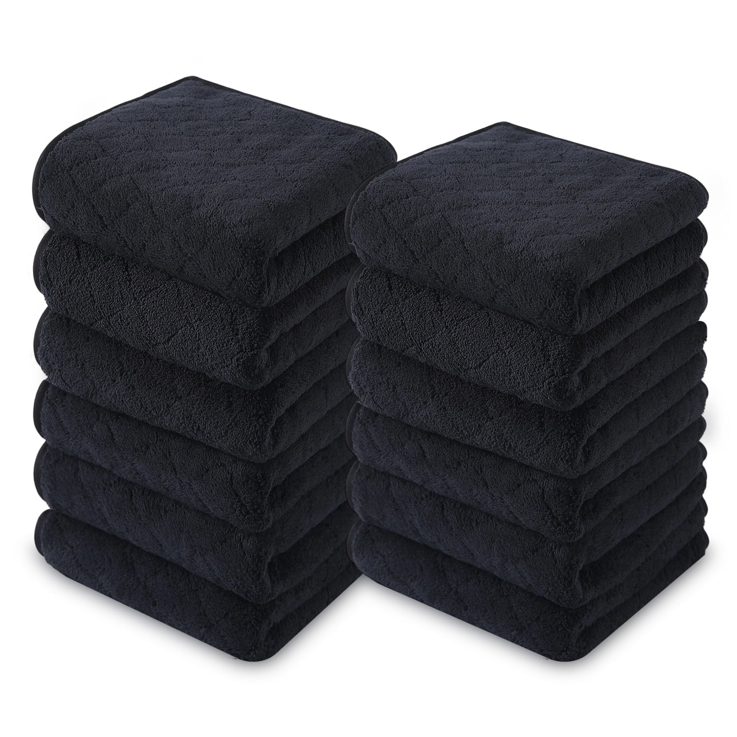 Jessy Home 12 Pack Black Washcloths for Bathroom 13"x13" Ultra Soft Hand Face Towels
