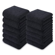 Jessy Home 12 Pack Black Washcloths for Bathroom 13"x13" Ultra Soft Hand Face Towels