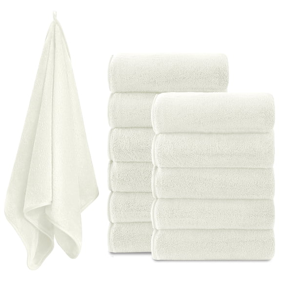 Jessy Home 12 Pack Cream Hand Towel Set 16"x31" Soft Highly Absorbent Quick Dry Bathroom Bath Hand Towels Microfiber Plush Towels