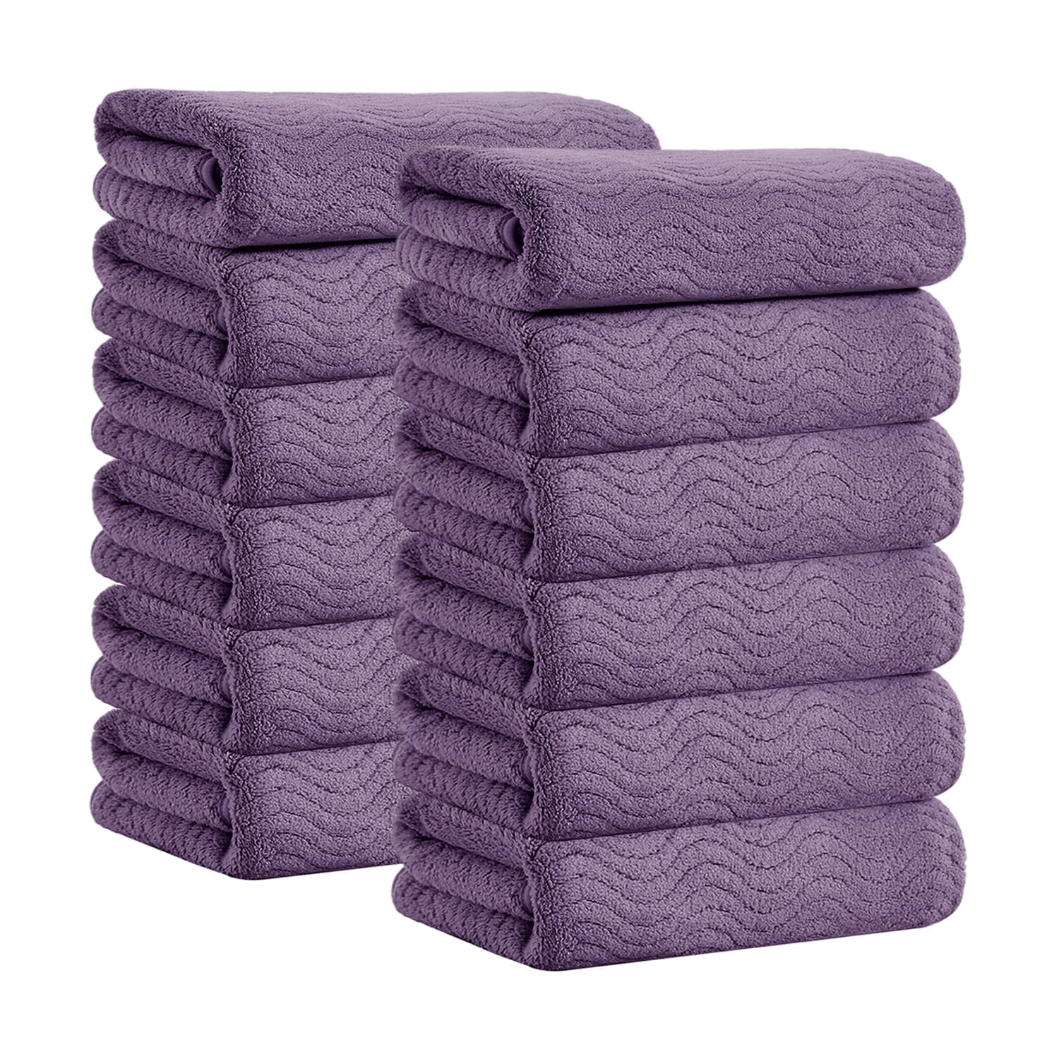 Jessy Home 12 Pack Dark Purple Hand Towel Set 16"x31" Soft Highly Absorbent Quick Dry Bathroom Towels 600 GSM Microfiber Plush Towels