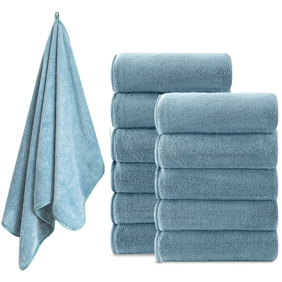 Jessy Home 12 Pack Turquoise Hand Towel Set 16"x31" Soft Highly Absorbent Quick Dry Bathroom Bath Hand Towels Microfiber Plush Towels