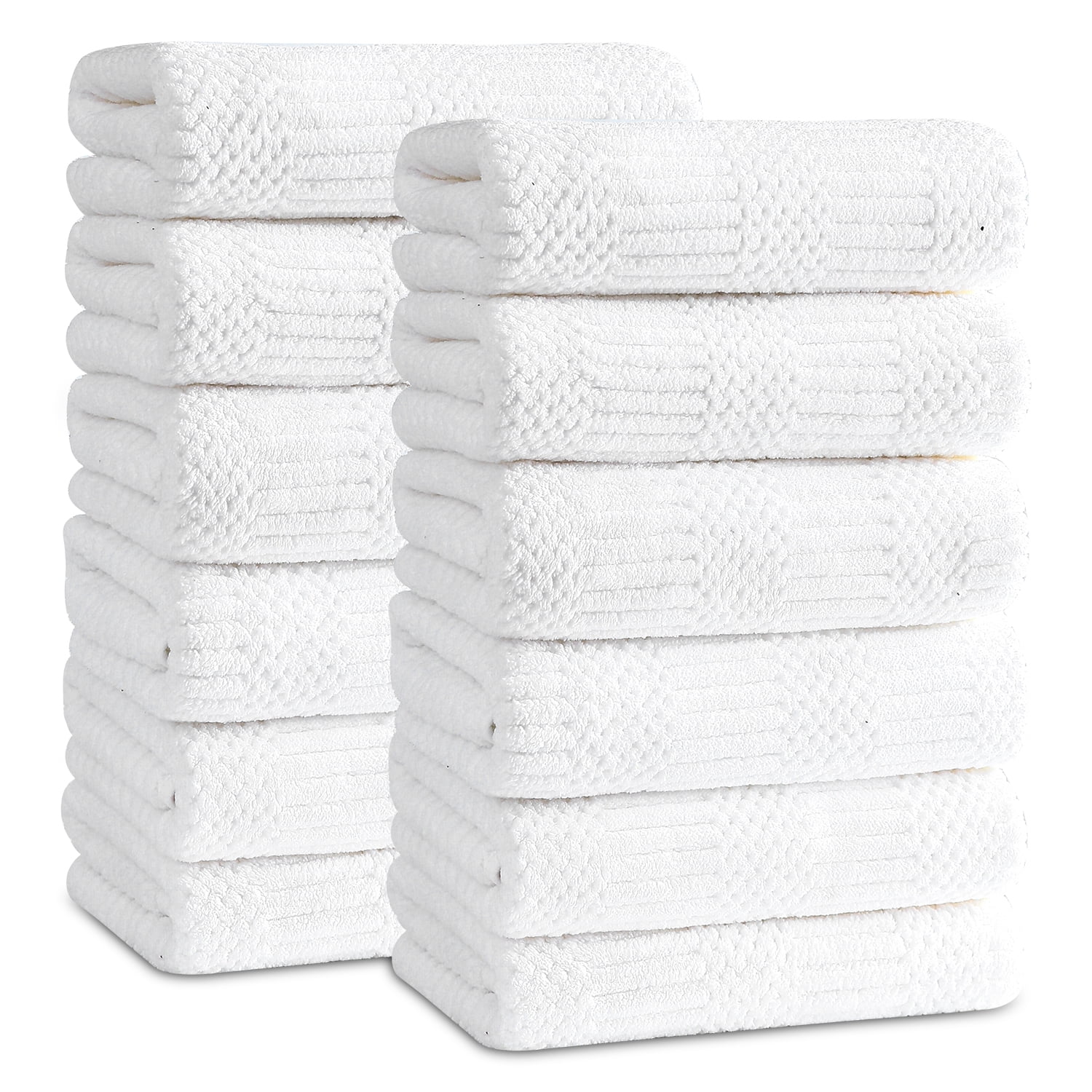Jessy Home 12 Pack White Hand Towel Set 16"x31" Soft Highly Absorbent Quick Dry Bathroom Towels 600 GSM Microfiber Plush Towels