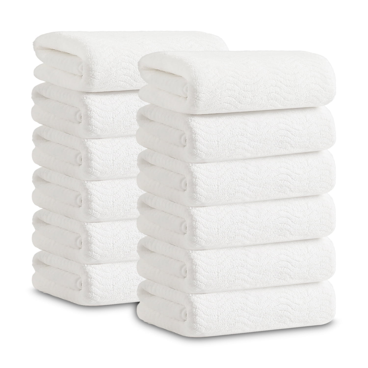 Jessy Home 12 Pack White Hand Towel Set 16"x31" Soft Highly Absorbent Quick Dry Bathroom Towels 600 GSM Microfiber Plush Towels
