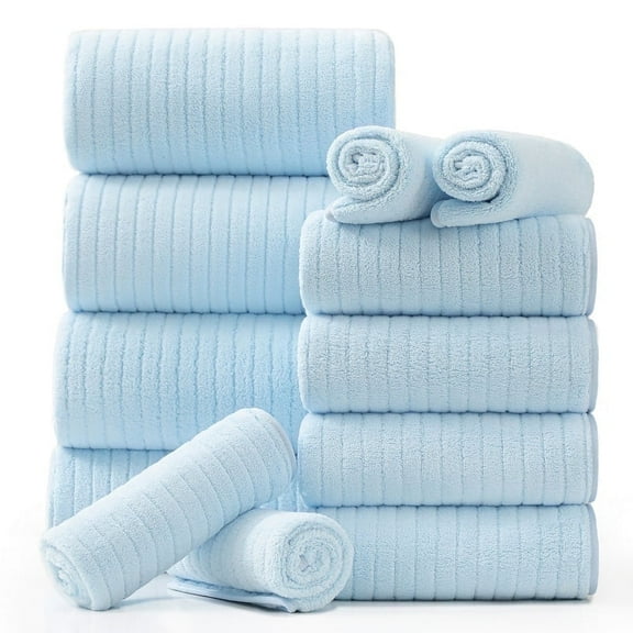Jessy Home 12 Piece Blue Bath Towel Set for Bathroom-4 Bath Towels,4 Hand Towels,4 Washcloths Soft and Plush Highly Absorbent Towel for Hotel & Spa