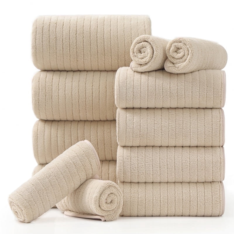 Jessy Home 12 Piece Camel Bath Towel Set for Bathroom-4 Bath Towels,4 Hand Towels,4 Washcloths Soft and Plush Highly Absorbent Towel for Hotel & Spa