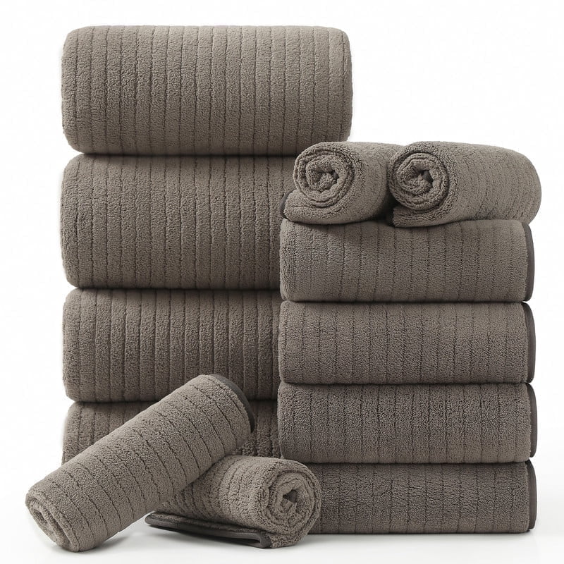 Jessy Home 12 Piece Dark Brown Bath Towel Set for Bathroom-4 Bath Towels,4 Hand Towels,4 Washcloths Soft and Plush Highly Absorbent Towel for Hotel & Spa