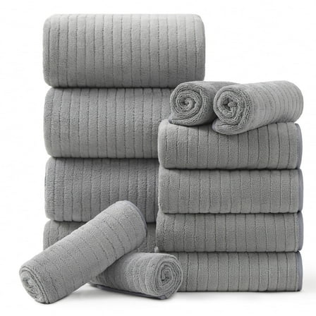 Jessy Home 12 Piece Dark Gray Bath Towel Set for Bathroom-4 Bath Towels,4 Hand Towels,4 Washcloths Soft and Plush Highly Absorbent Towel for Hotel & Spa
