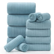Jessy Home 12 Piece Teal Bath Towel Set for Bathroom-4 Bath Towels,4 Hand Towels,4 Washcloths Soft and Plush Highly Absorbent Towel for Hotel & Spa