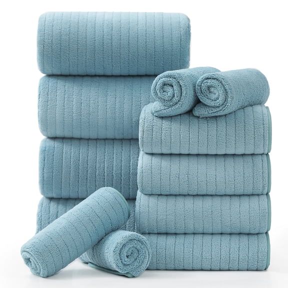 Jessy Home 12 Piece Green Pine Bath Towel Set for Bathroom-4 Bath Towels,4 Hand Towels,4 Washcloths Soft and Plush Highly Absorbent Towel for Hotel & Spa