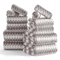 Jessy Home 12 Piece Light Gray Towel Set Soft Bath Towel for Bathroom-4 Bath Towels, 4 Hand Towels, 4 Washcloths Highly Absorbent Bath Sheet for Hotel & Spa