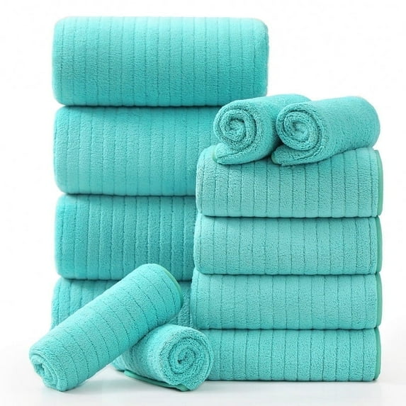 Jessy Home 12 Piece Ocean Blue Bath Towel Set for Bathroom-4 Bath Towels,4 Hand Towels,4 Washcloths Soft and Plush Highly Absorbent Towel for Hotel & Spa