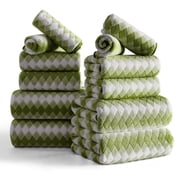 Jessy Home 12 Piece Olive Towel Set Soft Bath Towel for Bathroom-4 Bath Towels, 4 Hand Towels, 4 Washcloths Highly Absorbent Bath Sheet for Hotel & Spa