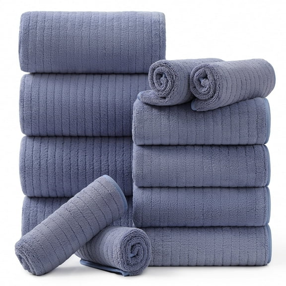 Jessy Home 12 Piece Orchid Bath Towel Set for Bathroom-4 Bath Towels,4 Hand Towels,4 Washcloths Soft and Plush Highly Absorbent Towel for Hotel & Spa