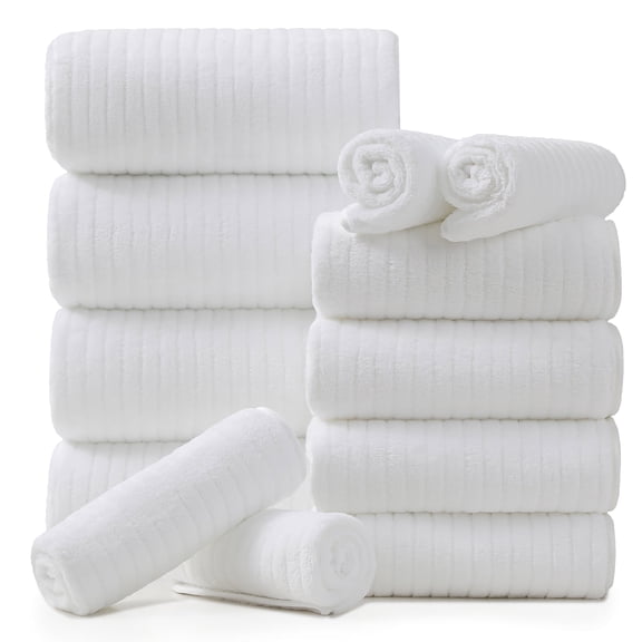 Jessy Home 12 Piece White Bath Towel Set for Bathroom-4 Bath Towels,4 Hand Towels,4 Washcloths Soft and Plush Highly Absorbent Towel for Hotel & Spa