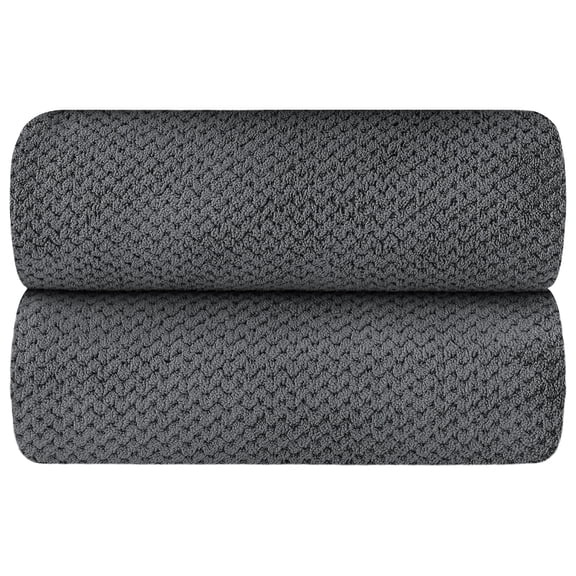Jessy Home 2 Pack-16"x31" Dark Gray Hand Towels Set Ultra Soft 200 GSM Hand Towel Set