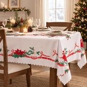 Jessy Home 2 Pack Christmas Tree Tablecloth 55 x86 Christmas Table Cloth Rectangle Washable Wrinkle Resistant Winter Table Cover for Holiday Party Home Indoor Outdoor
