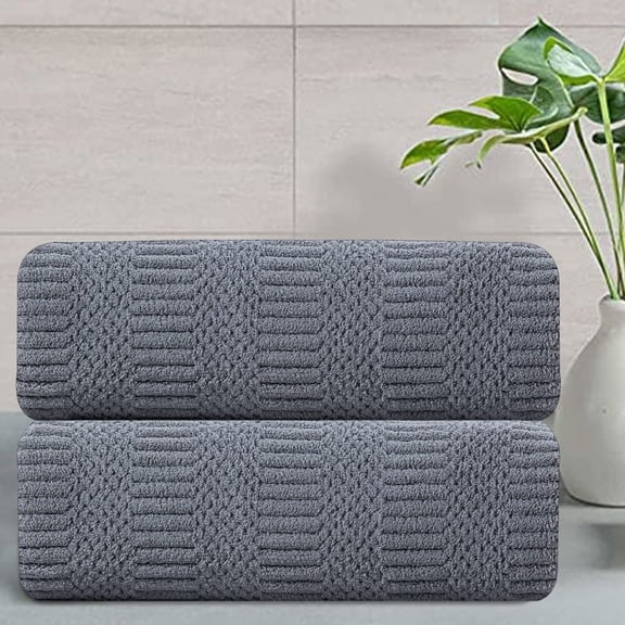 Jessy Home 2 Pack Dark Gray Hand Towel Set 16"x31" Soft Highly Absorbent Quick Dry 200 GSM Hand Towels