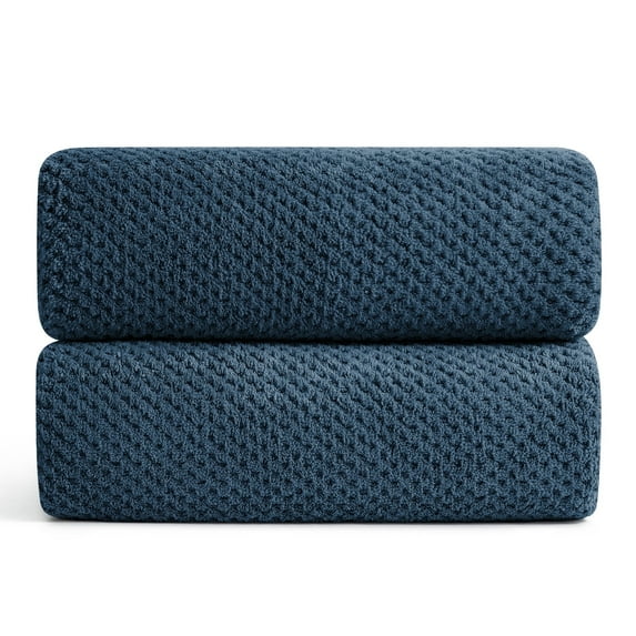 Jessy Home 2 Pack Home Collection Ultra Soft Cozy Towels 600 GSM Navy Blue Plush Towel Set