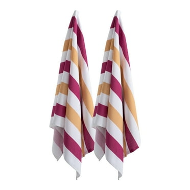 Jessy Home 2 Pack Large Oversized Beach Towels Set 30"*60" Cabana Stripe Pool Towel Wine Red Camel Beach Sheet Towel