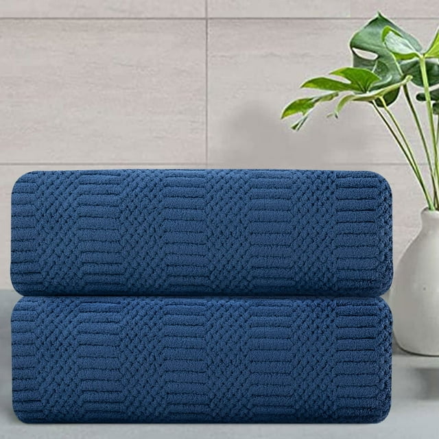 Jessy Home 2 Pack Navy Blue Hand Towel Set 16"x31" Soft Highly