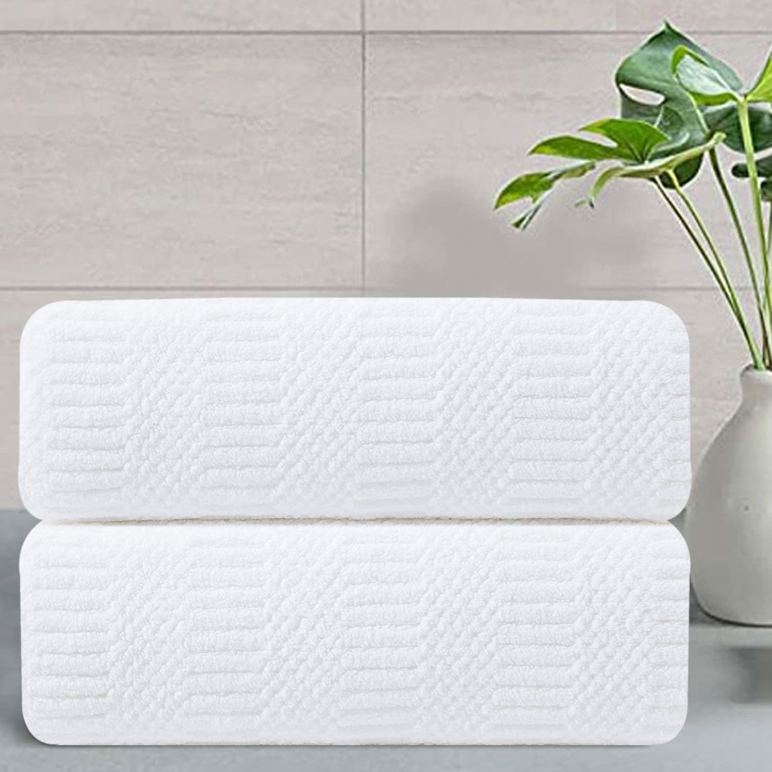 Jessy Home Bath Hand Towel Set, 2 Pack, 16"x31", White, 600 GSM, Quick ...
