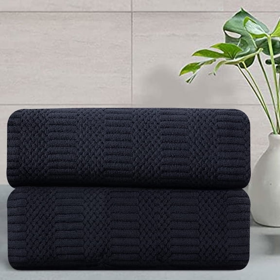 Jessy Home 2 Pack Black Hand Towel Set 16"x31" Soft Highly Absorbent Quick Dry 200 GSM Hand Towels