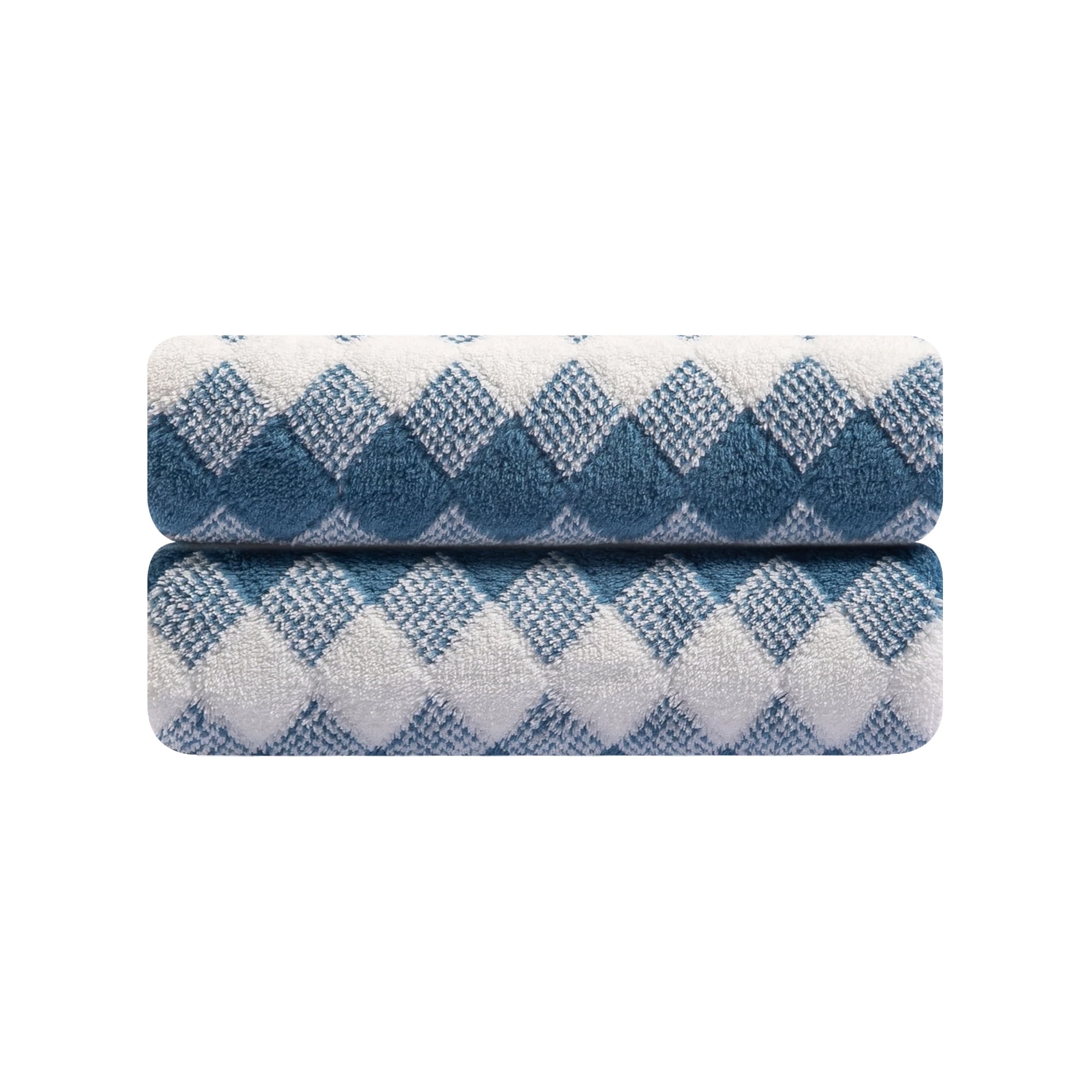 Jessy Home 2 Piece Blueberry Grid Stripe Hand Towels Set