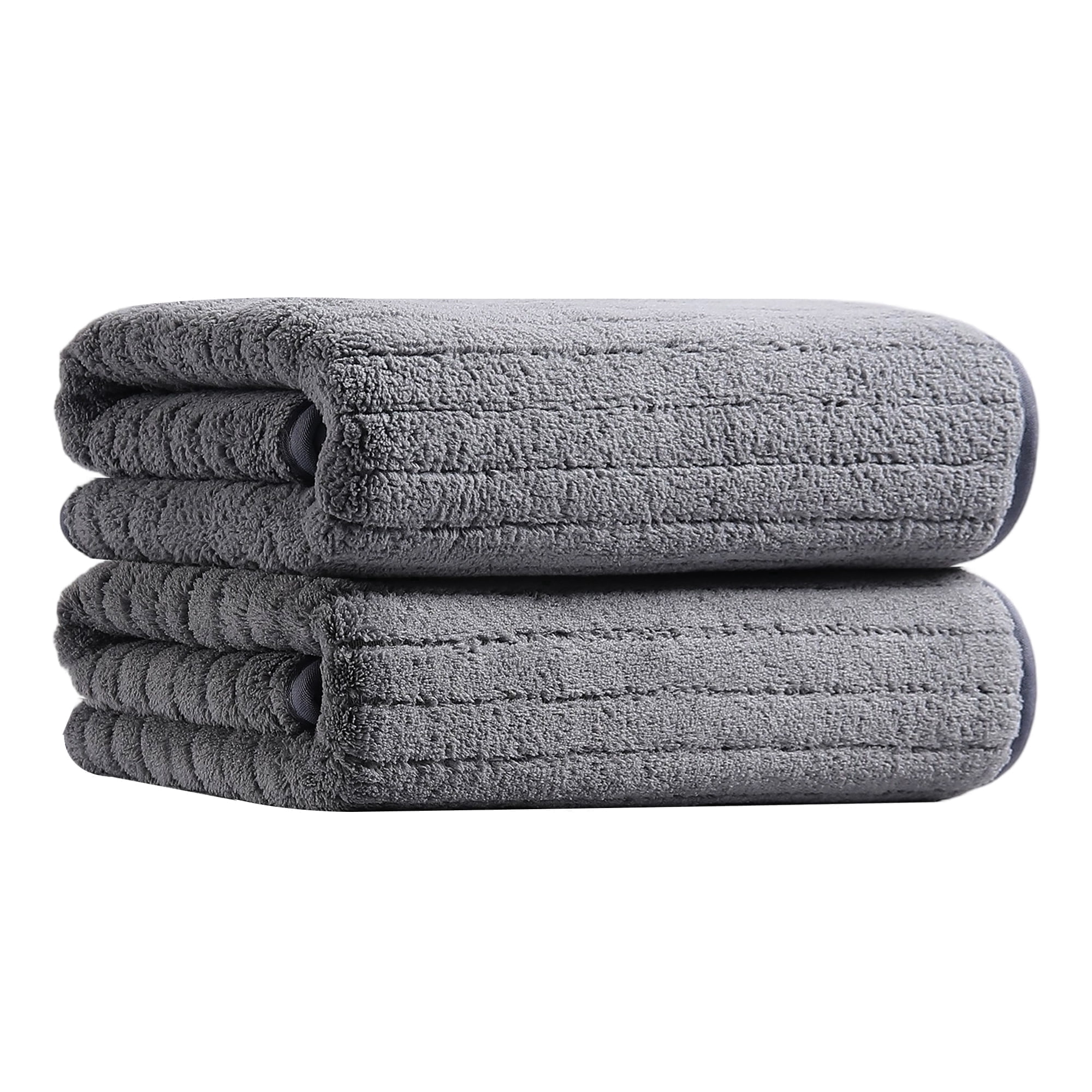 Jessy Home 2 Pack Dark Gray Stripe Hand Towels Set