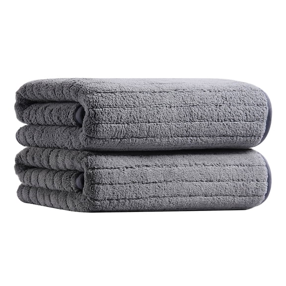 Jessy Home 2 Pack Dark Gray Stripe Hand Towels Set