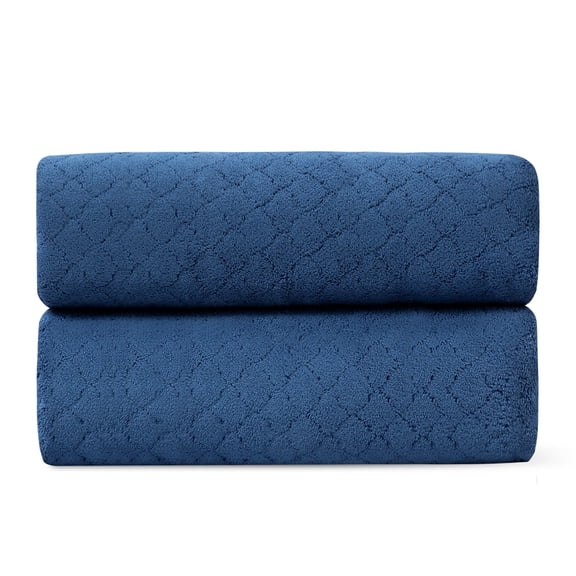 Jessy Home 2 Piece Navy Blue Hand Towels Set Pattern Hand Towel Set