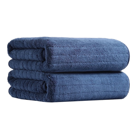 Jessy Home 2 Pack Navy Blue Stripe Hand Towels Set