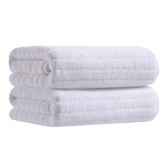 Jessy Home 2 Pack White Stripe Hand Towels Set