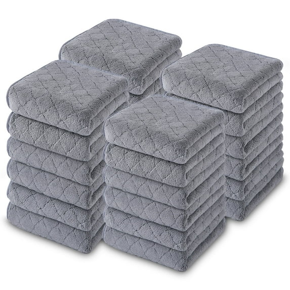 Jessy Home 24 Pack Dark Gray Washcloths for Bathroom 13x13 Inch Ultra Soft Hand Face Towels
