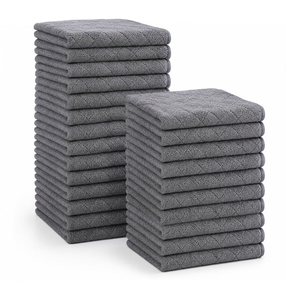 Jessy Home 24 Pack Dark Gray Washcloths for Bathroom 13x13 Inch Ultra Soft Hand Face Towels