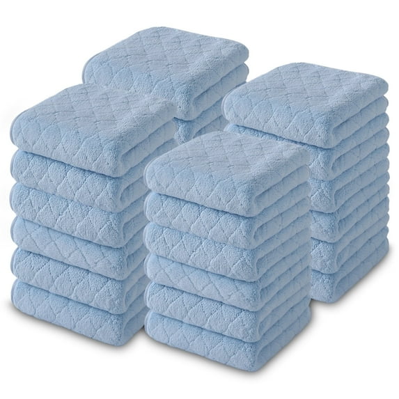 Jessy Home 24 Pack Blue Washcloths for Bathroom 13x13 Inch Ultra Soft Hand Face Towels