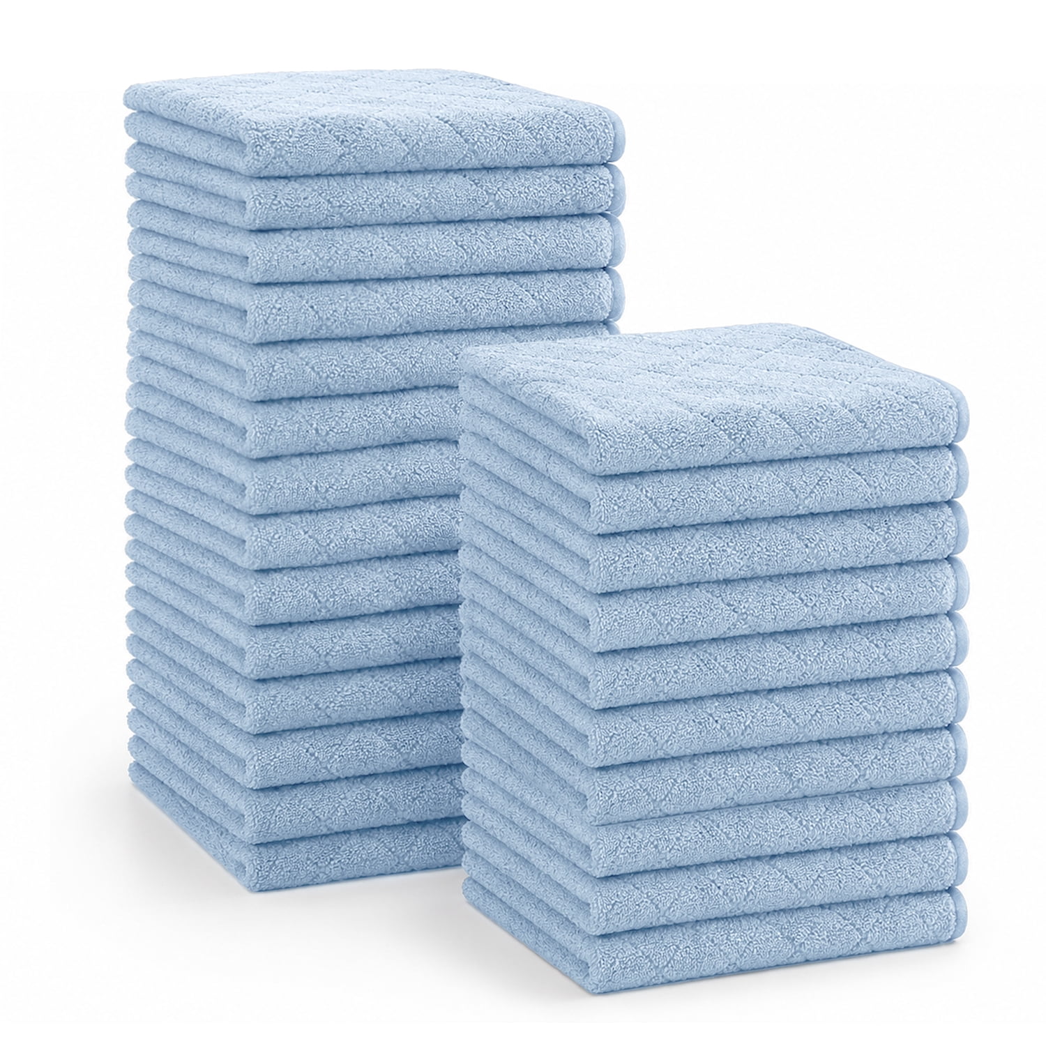 Jessy Home 24 Pack Blue Washcloths for Bathroom 13x13 Inch Ultra Soft Hand Face Towels