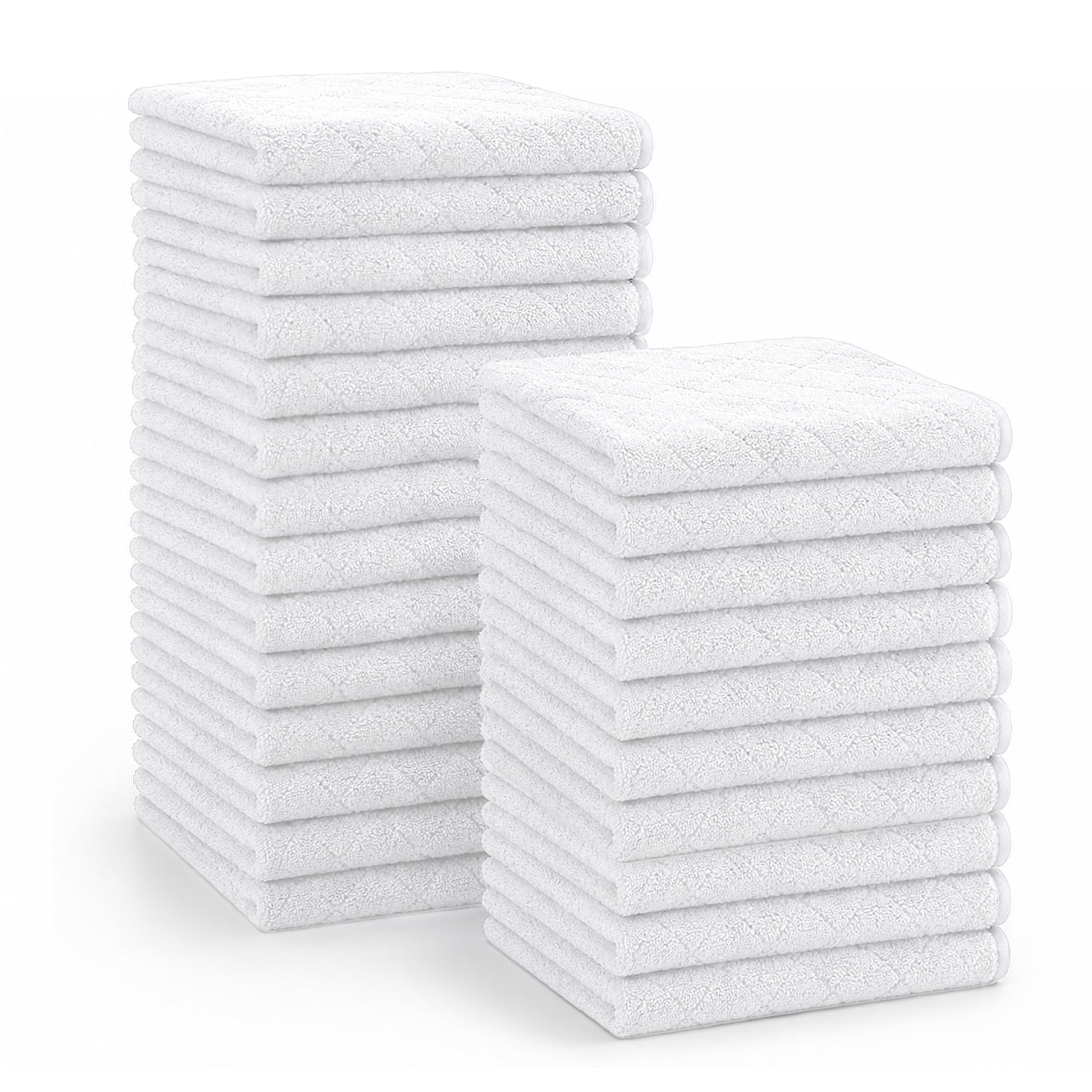Jessy Home 24 Pack White Washcloths for Bathroom 13x13 Inch Ultra Soft Hand Face Towels