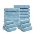 thumbnail image 1 of Jessy Home 24 Pack Turquoise Stripe Washcloths for Bathroom 13x13 Inch Ultra Soft Hand Face Towels, 1 of 9