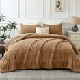 thumbnail image 1 of Jessy Home 3 Piece Fleece Queen Comforter Set - Soft & Warm Fluffy Coffee Sherpa Bedding , Fuzzy Heavy Double Sided Design Winter Comforter with 2 Pillow Cases, 1 of 8