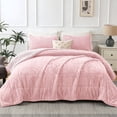 thumbnail image 1 of Jessy Home 3 Piece Fleece Queen Comforter Set - Soft & Warm Fluffy Pink Sherpa Bedding , Fuzzy Heavy Double Sided Design Winter Comforter with 2 Pillow Cases, 1 of 8
