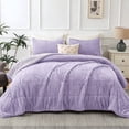thumbnail image 1 of Jessy Home 3 Piece Fleece Queen Comforter Set - Soft & Warm Fluffy Purple Sherpa Bedding , Fuzzy Heavy Double Sided Design Winter Comforter with 2 Pillow Cases, 1 of 8